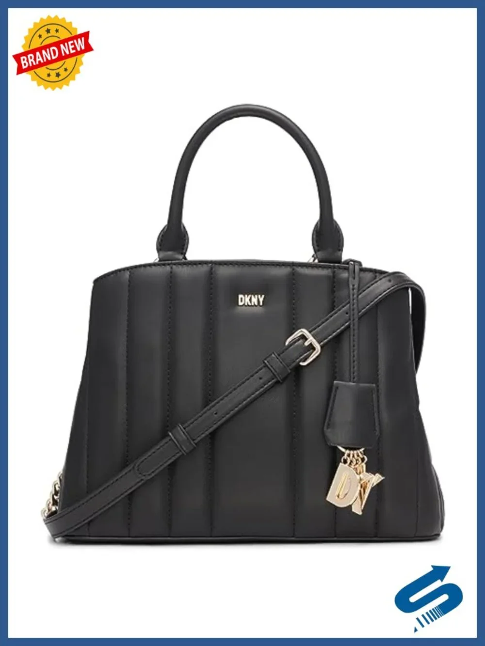 Polyurethane Satchel with Logo Chain and Shoulder Strap